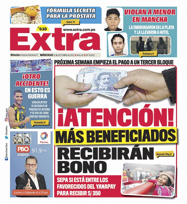 portada del dÍa de extra diario extra